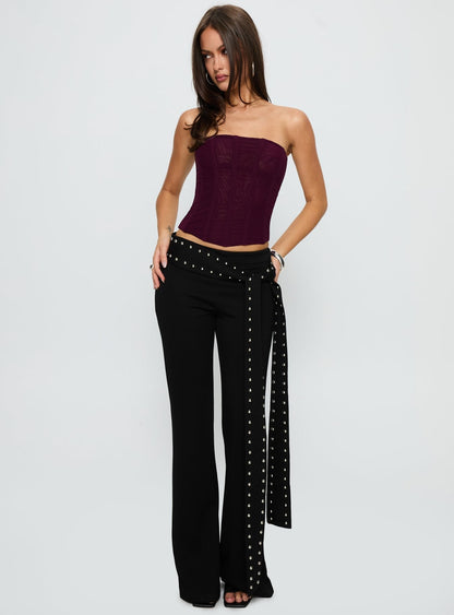 Nikolia Studded Wrap Belt Pants Black