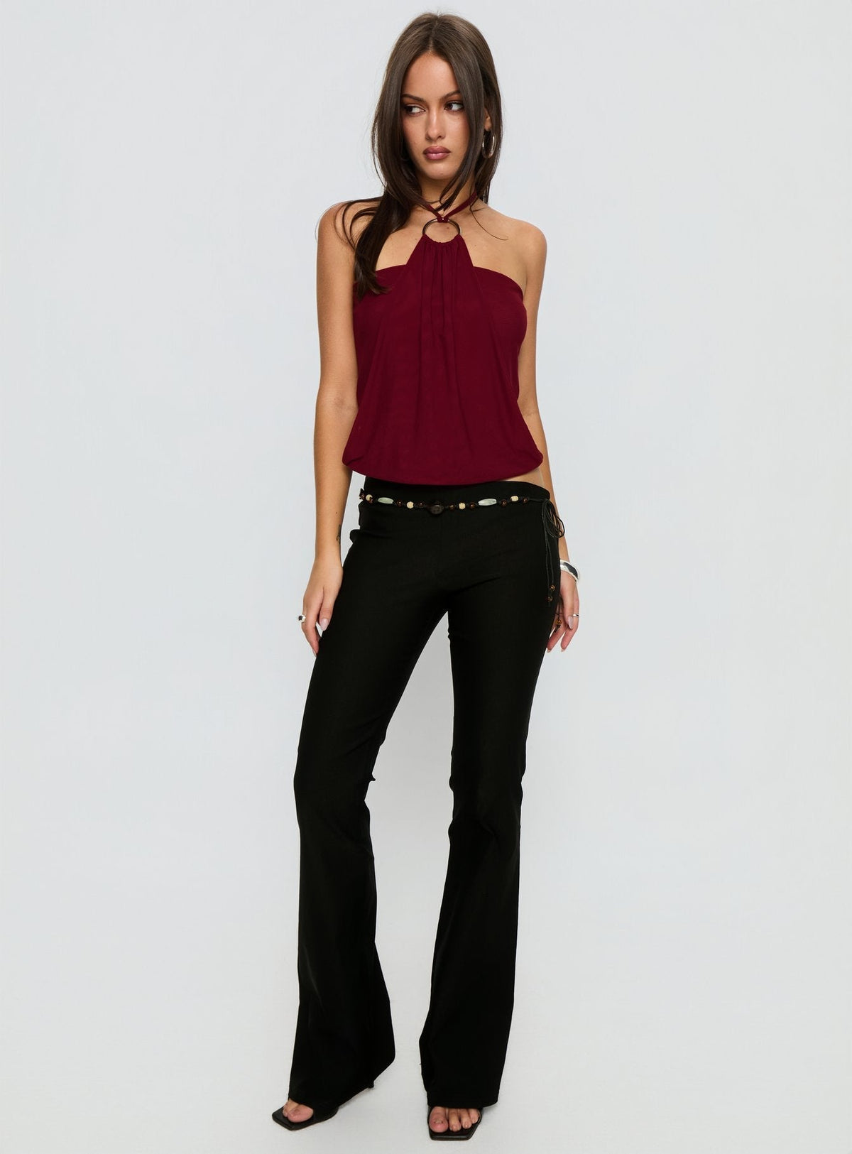Krislynn Button Belt Pants Black