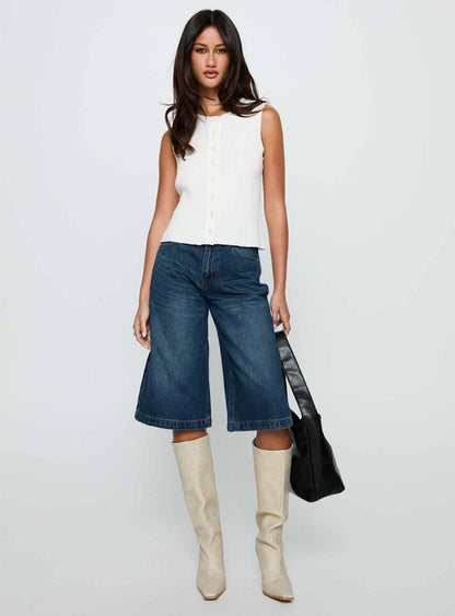 Ollison Longline Denim Shorts Blue