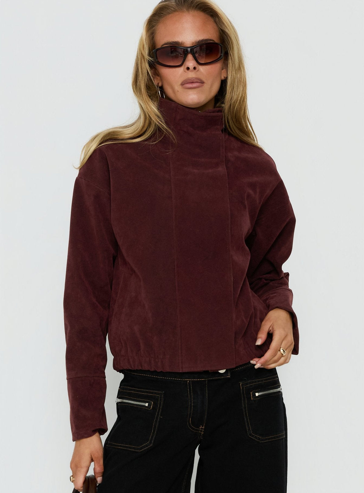 Tayne Funnel Neck Jacket Burgundy