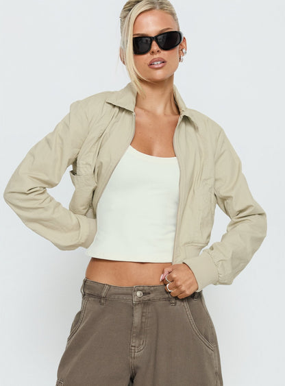 Arwyn Fitted Bomber Jacket Taupe