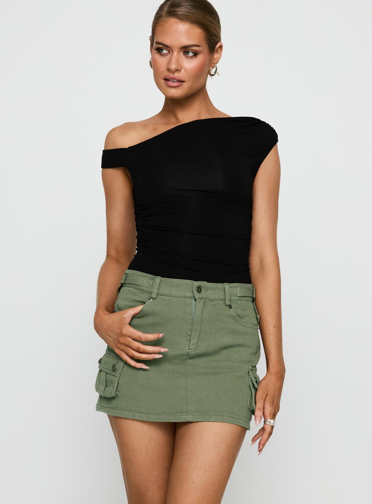 Peterson Cargo Mini Skirt Khaki