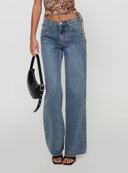 Everlong Mid Rise Straight Leg Jeans Mid Blue Wash
