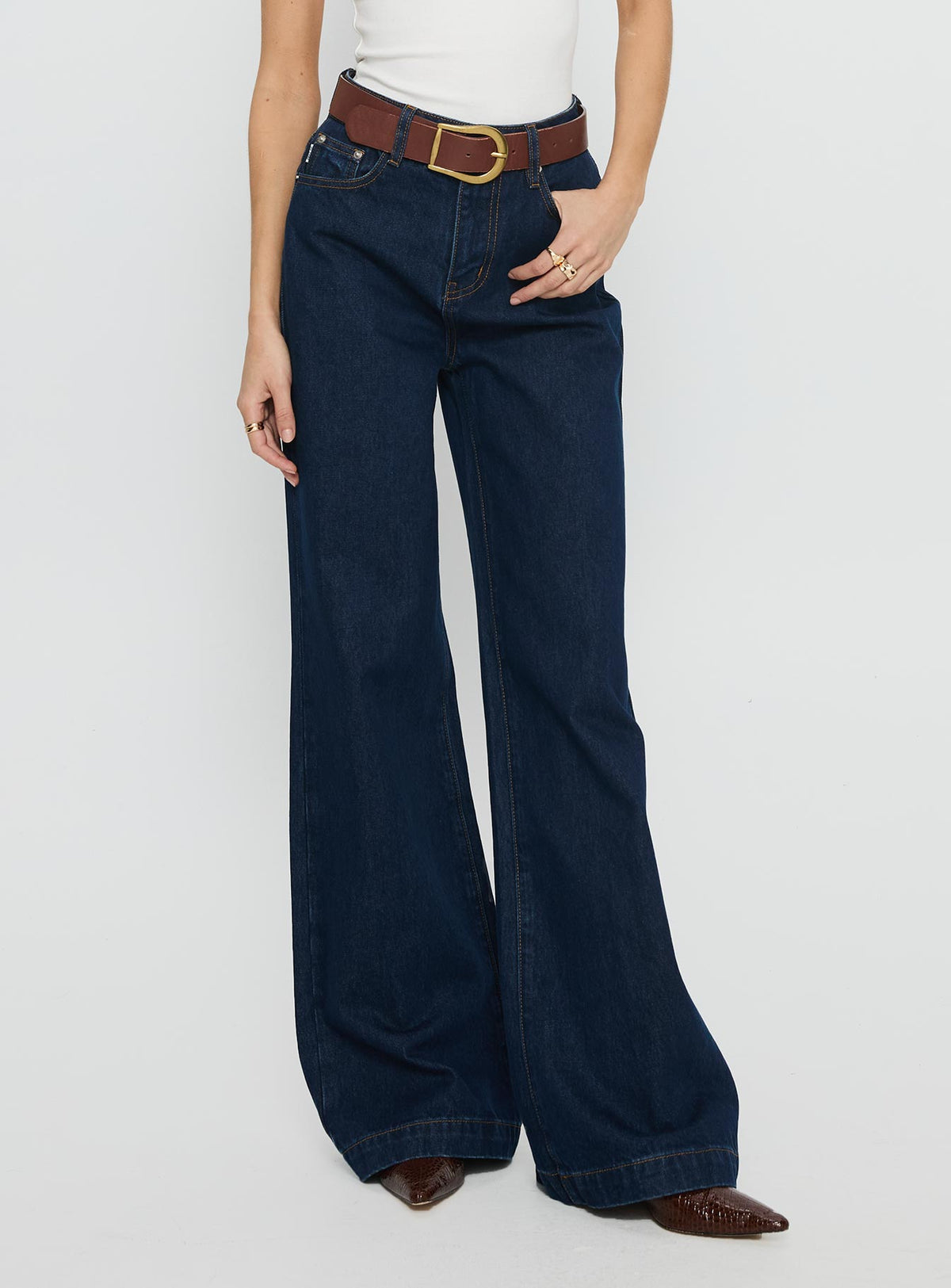 Goldie High Rise Wide Leg Jeans Indigo