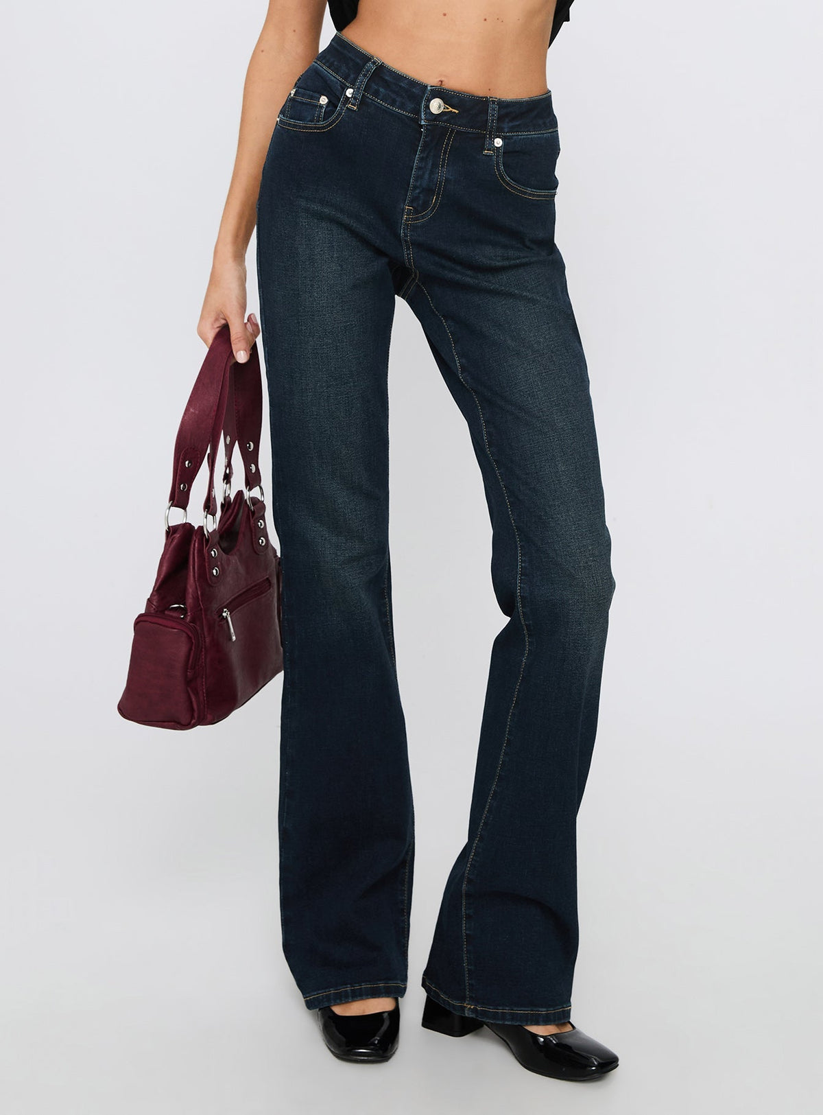 Thessara Mid Rise Bootleg Jeans Dark Blue