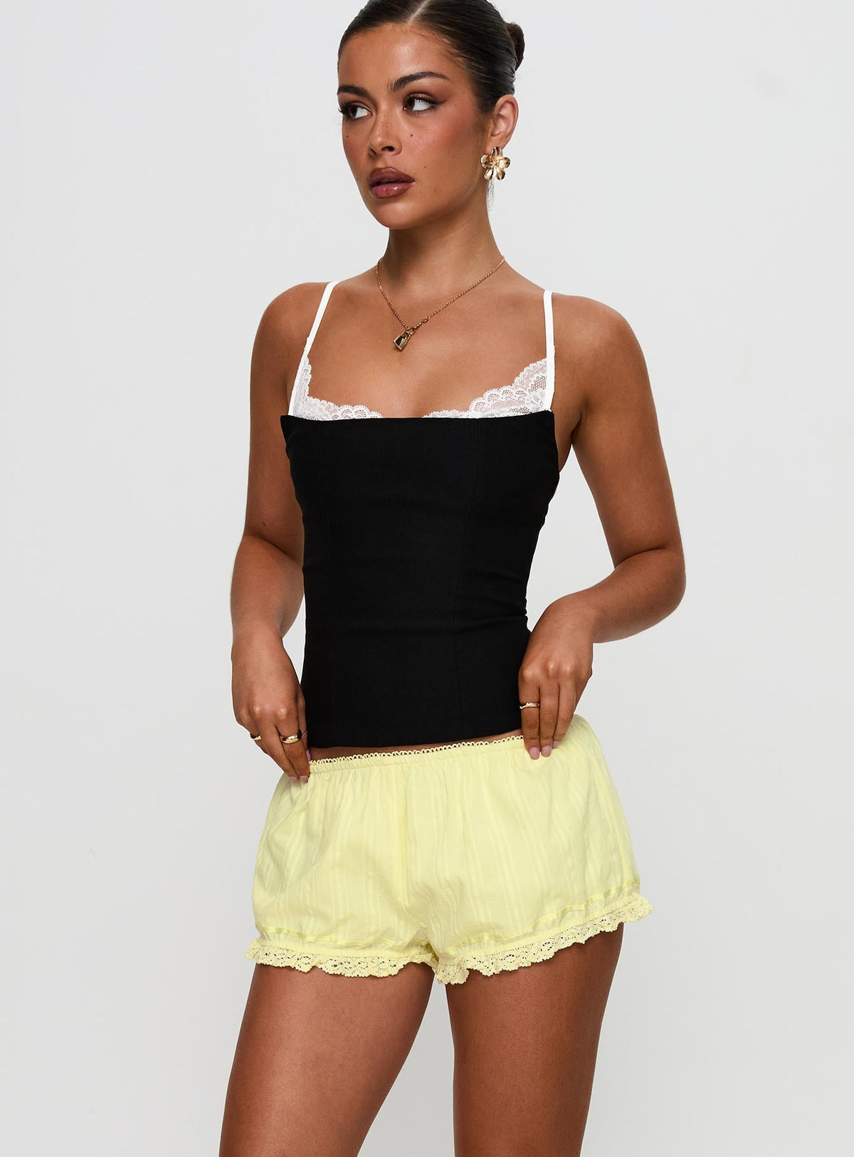 Rhubarb Lace Shorts Lemon Yellow
