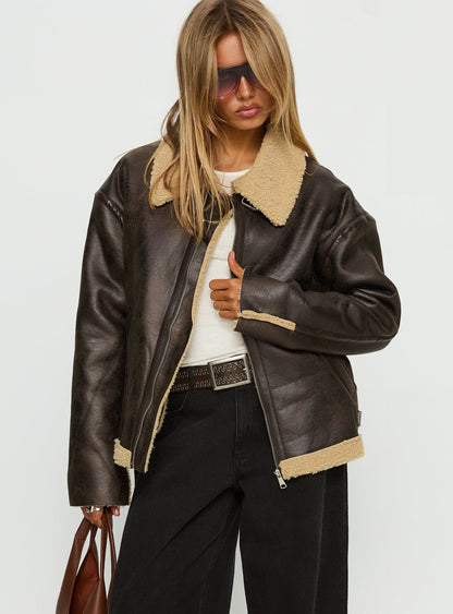Benetta Collared Jacket Brown