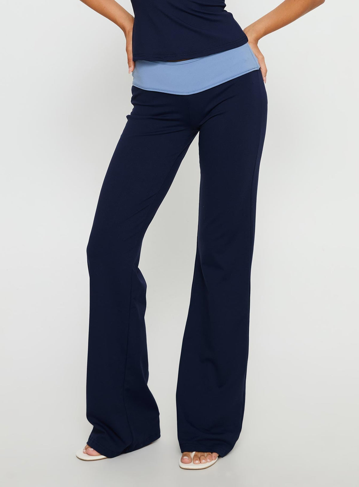 Kobee Jersey Flare Pants Navy / Light Blue