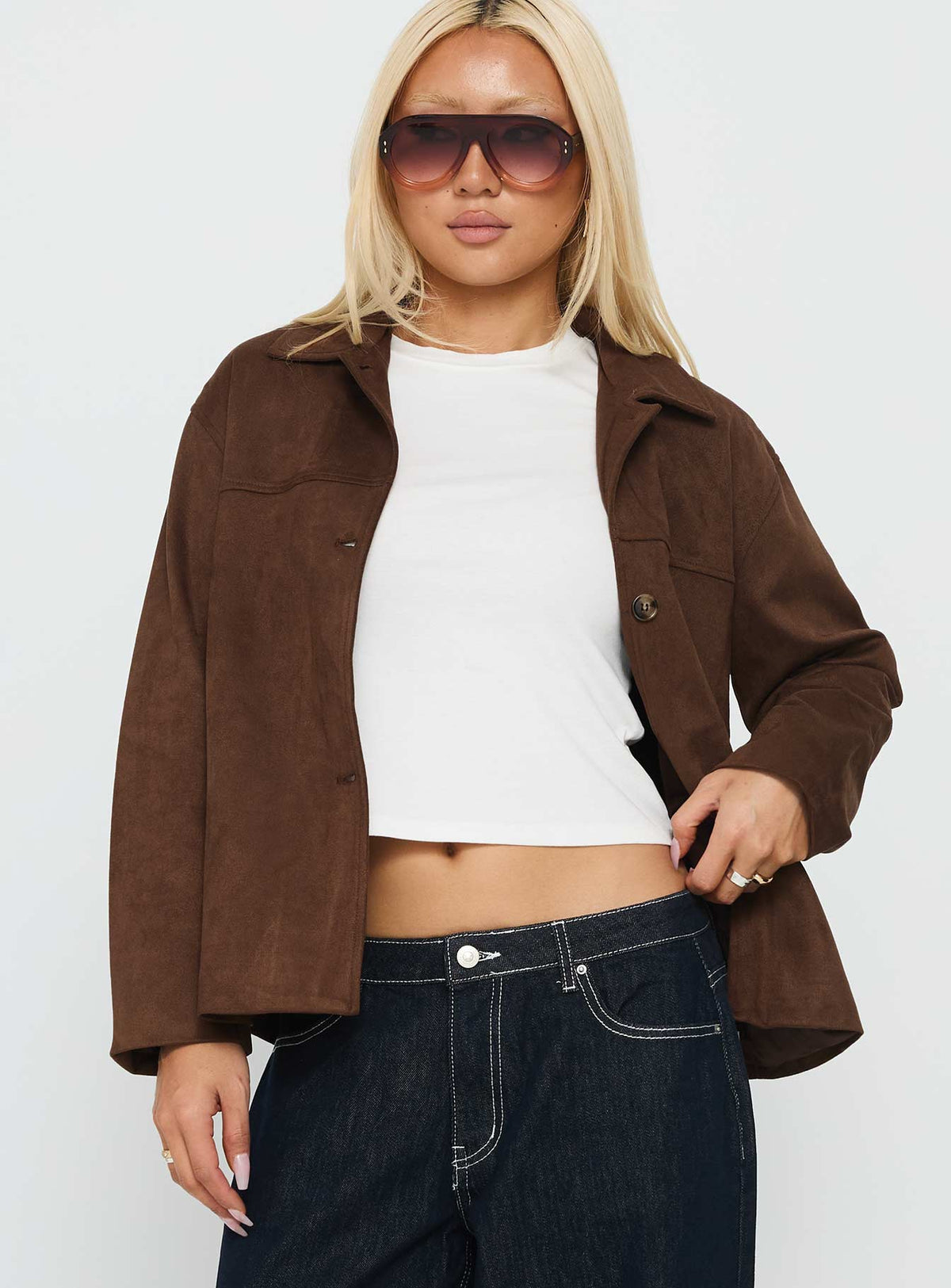 Vaela Faux Suede Jacket Brown