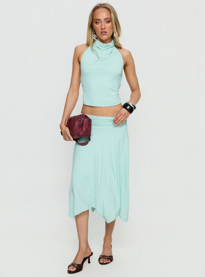 Scenic Route Asymmetrical Midi Skirt Blue