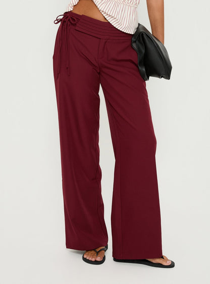 Good Riddance Pleat Tie Slouch Pants Burgundy
