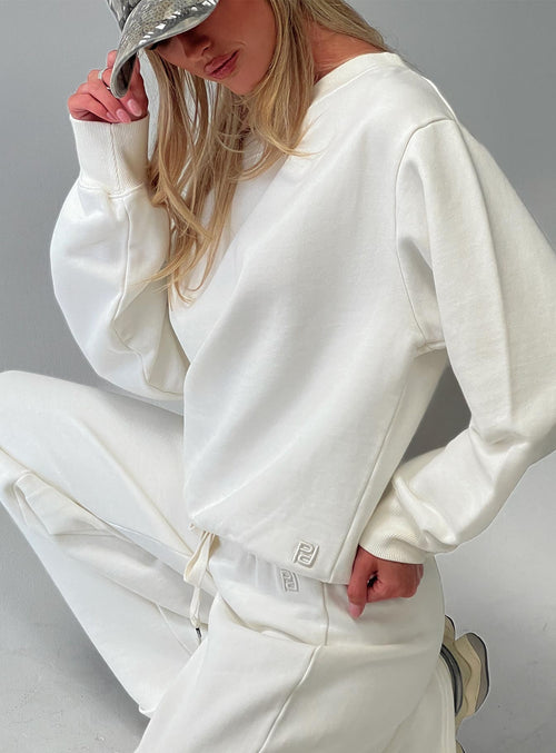 Wellness Off The Shoulder Jumper Washed White