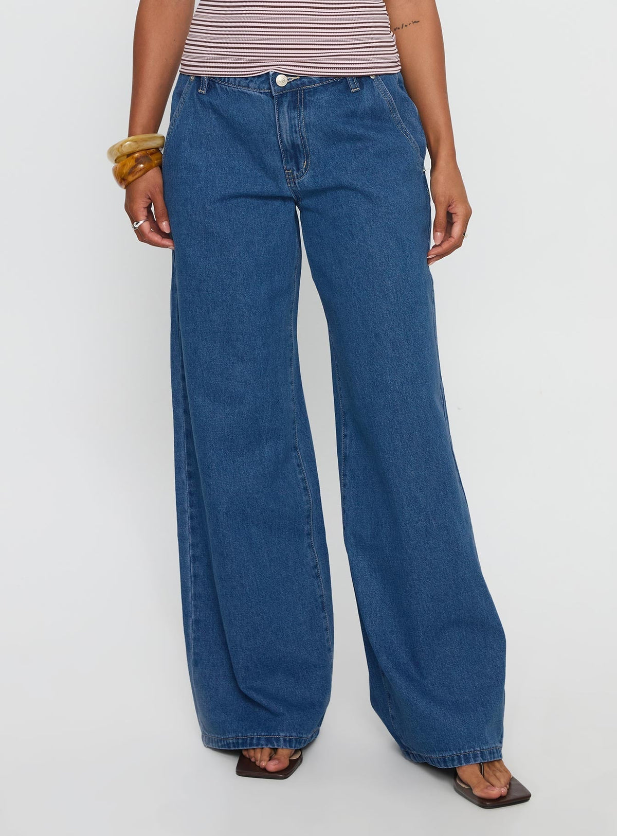 Polaris Mid Rise Straight Leg Jeans Mid Blue