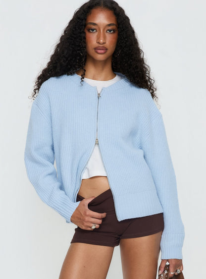 Lexene Zip Through Jumper Baby Blue