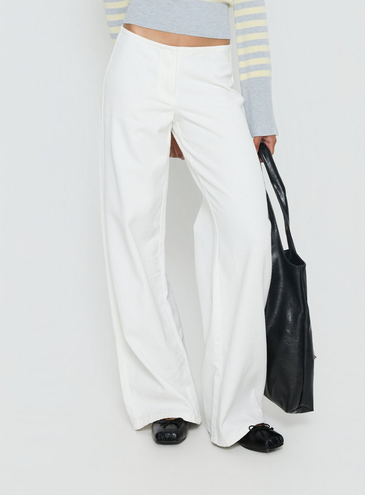 Hereos Mid Rise Baggy Leg Jeans White
