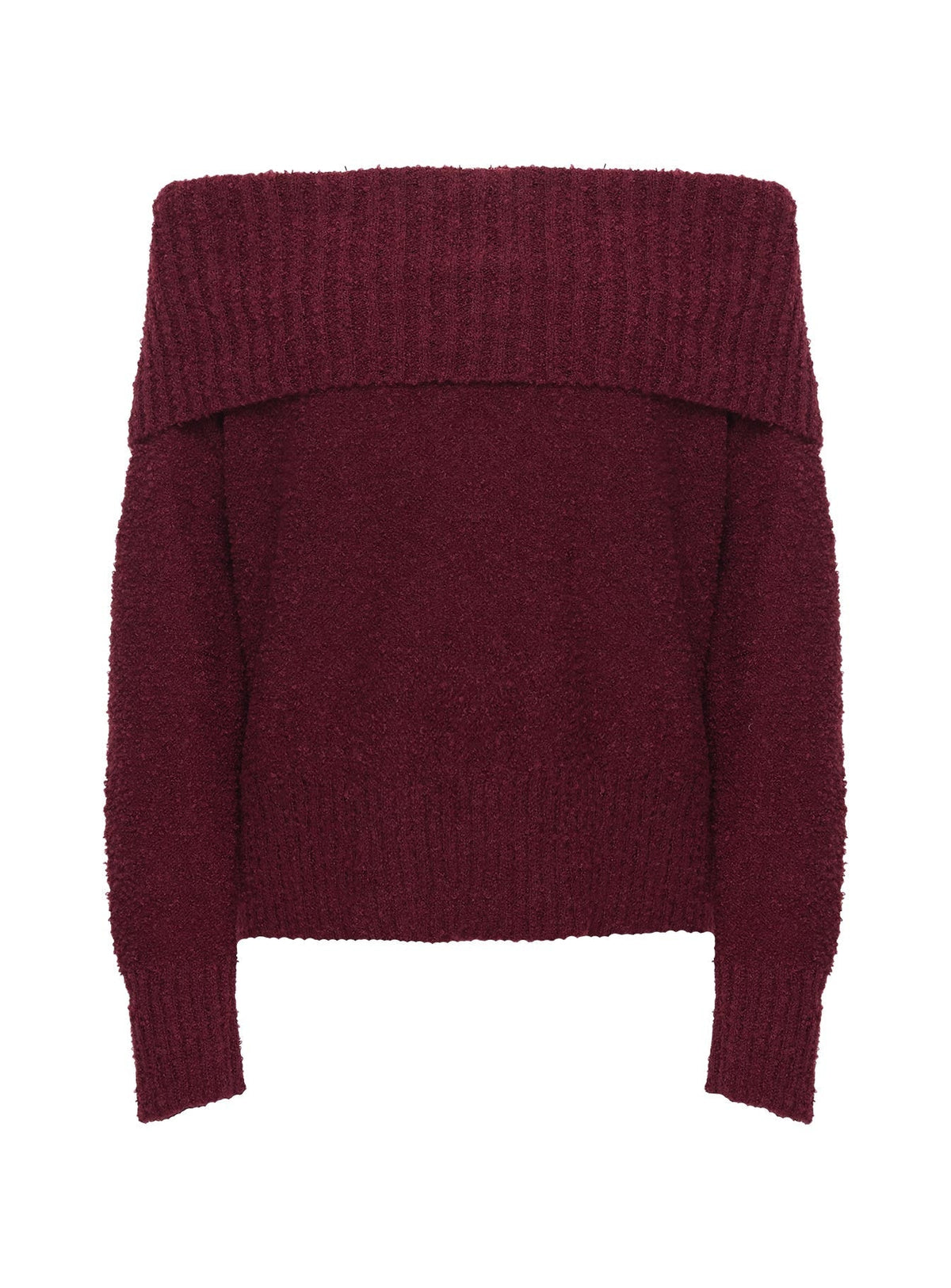 Parkley Boucle Off The Shoulder Sweater Burgundy