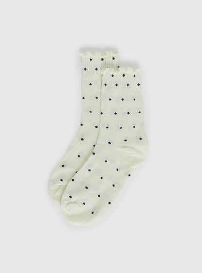 Pillowtalk Frill Socks Cream Polka