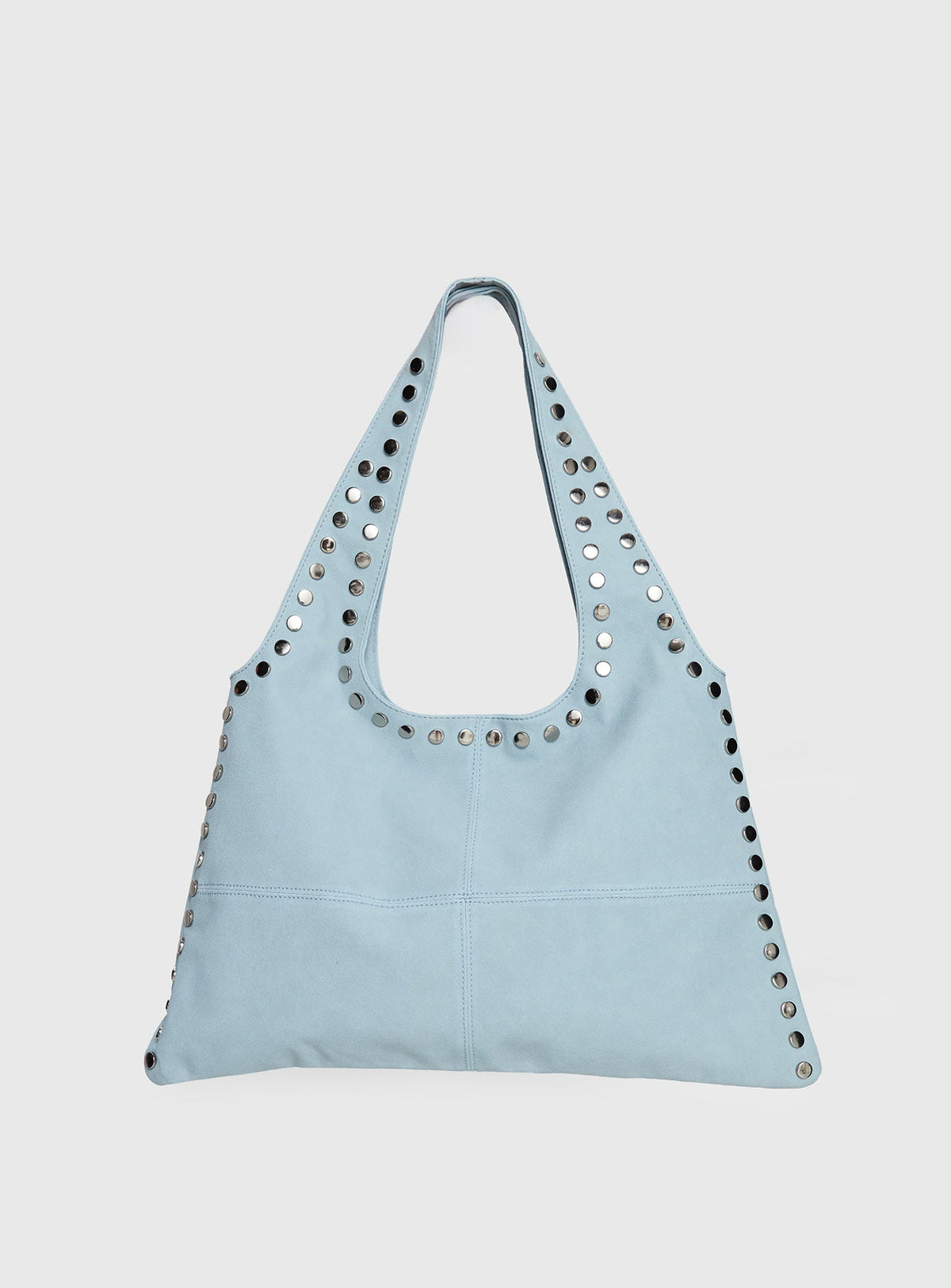 Tell The Truth Studded Faux Suede Bag Blue