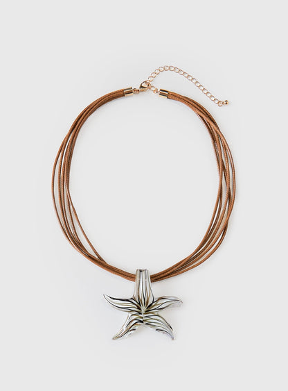 Fire Sign Glass Look Star Pendant Necklace Multi