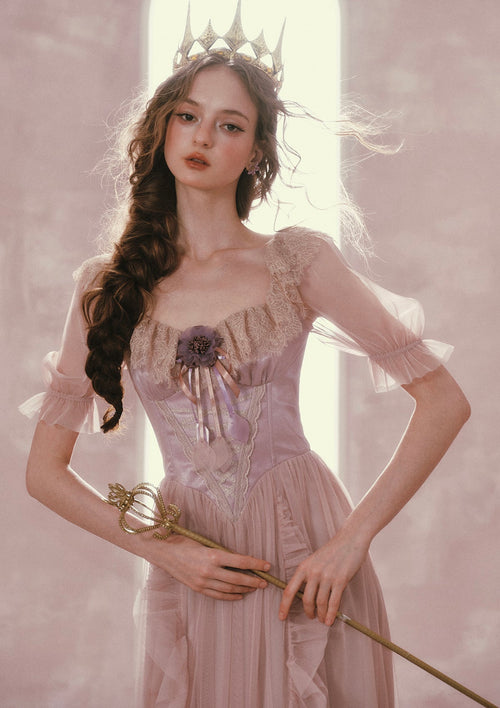 Violet Mandarin Duck Princess Corset Dress