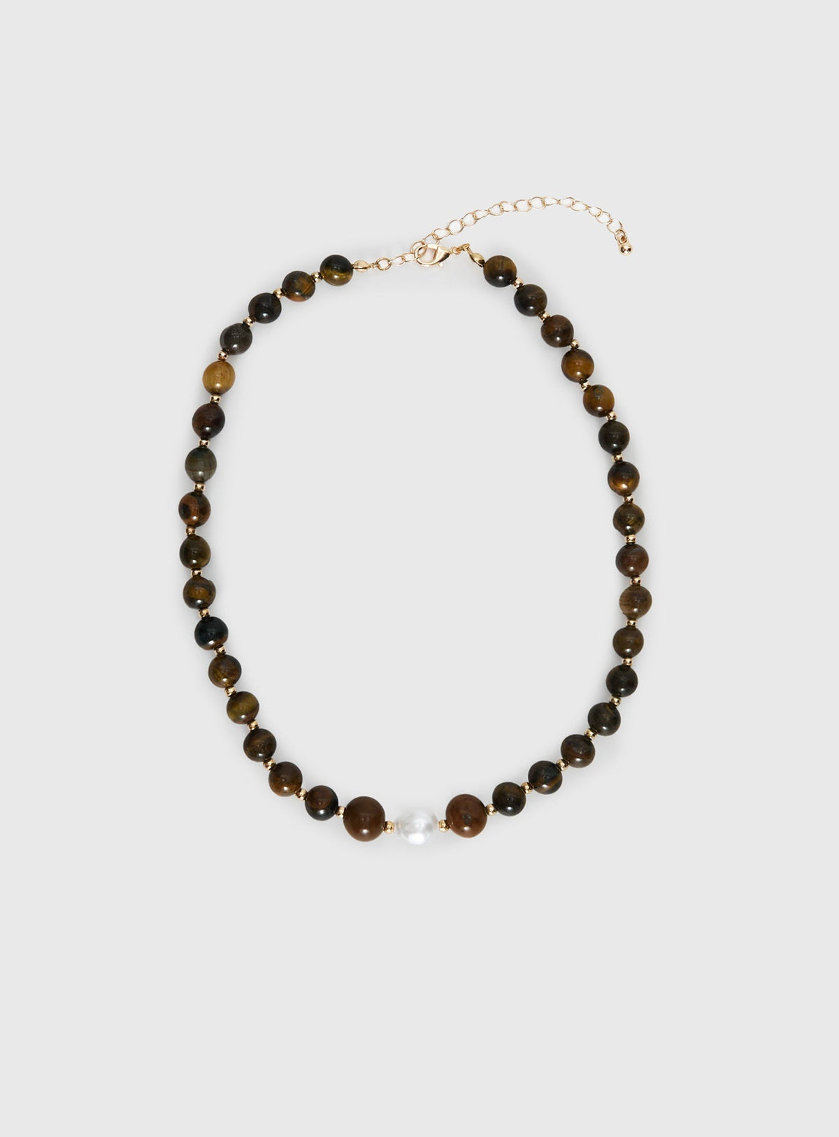 In Your Life Beaded Necklace Brown / Pearl
