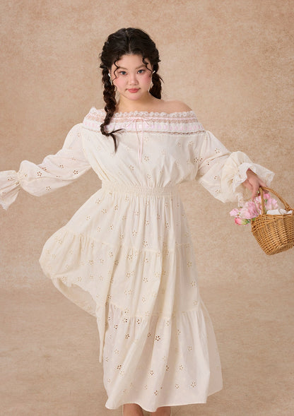 Curve&Plus White Camellia Dress