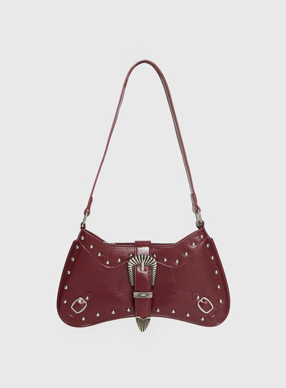 Crowd Pleaser Buckle Shoulder Bag Red