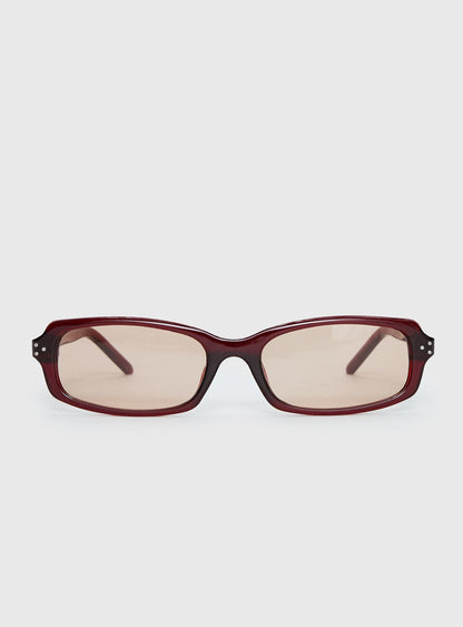 Mixtape Rectangle Sunglasses Red