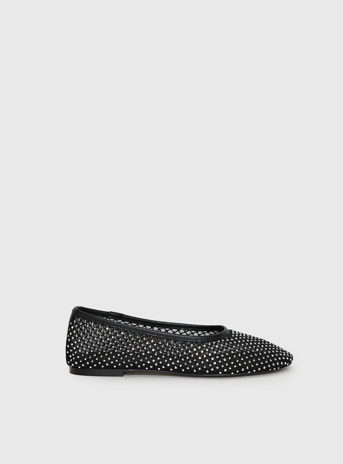 Cerelia Sheer Diamonte Ballet Flats Black