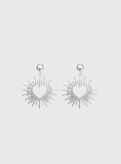 Manifest It Heart Earrings Silver