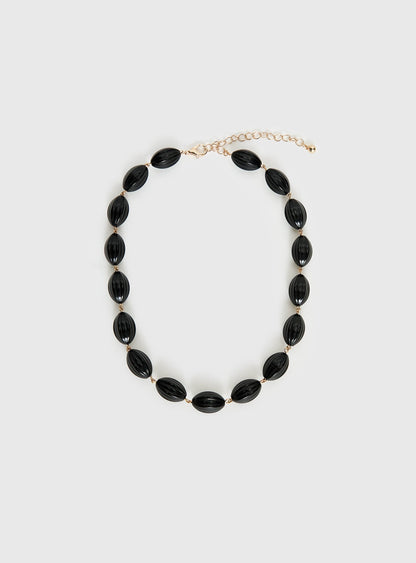 Liviya Beaded Necklace Black
