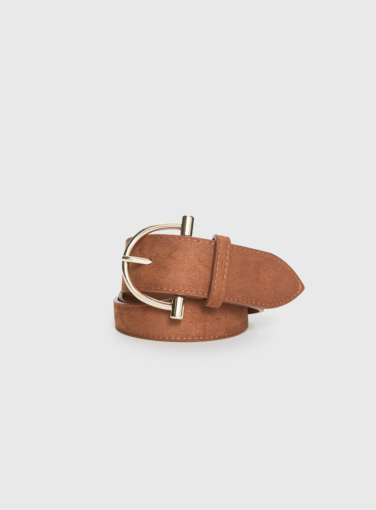 Runey Faux Suede Belt Brown / Gold