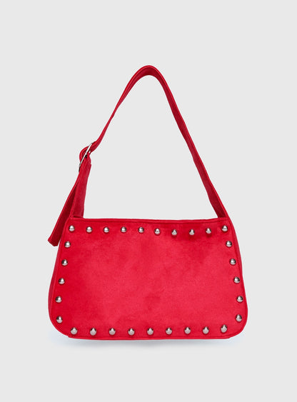 Wistfully Studded Shoulder Bag Red