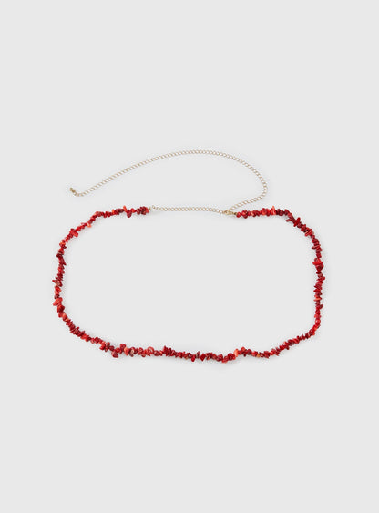 The Vice Beaded Belt Red