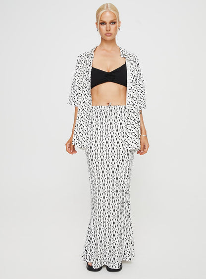 Mercer Linen Blend Maxi Skirt Black / White