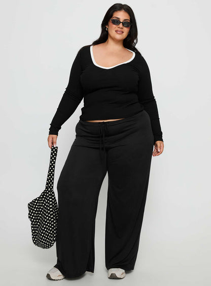 Gavrielle Jersey Wide Leg Pants Black Curve