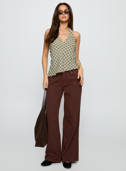 Ramos Low Rise Wide Leg Jeans Brown