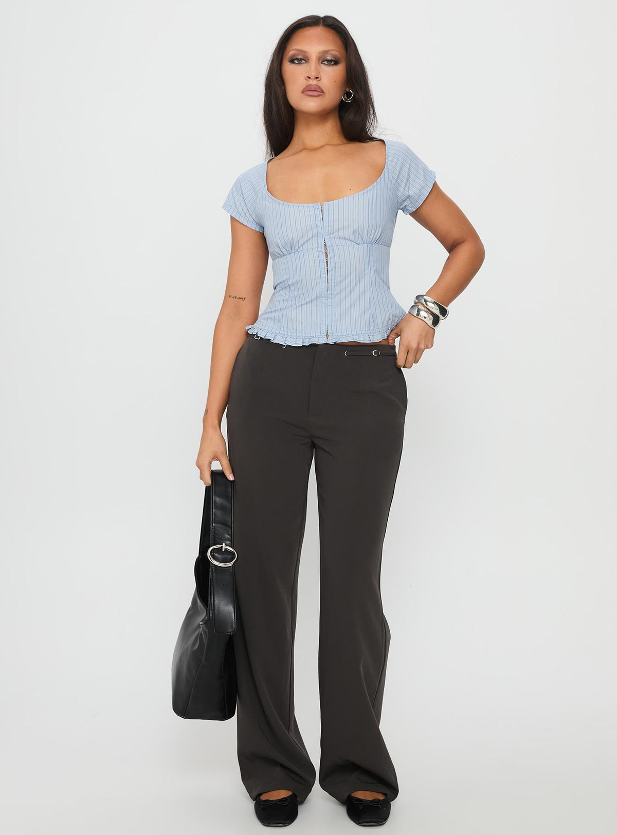 Zayvian Buckle Detail Pants Charcoal