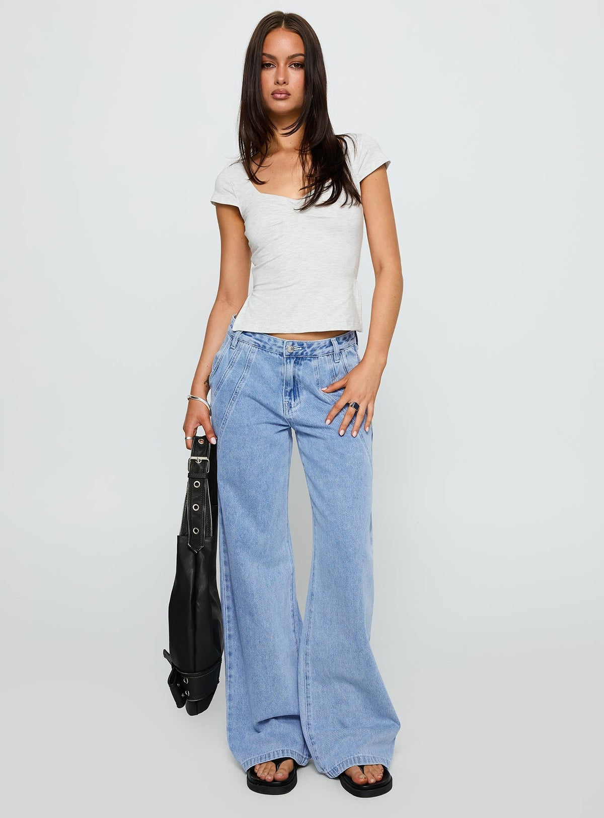Reaper Mid Rise Baggy Jeans Light Blue Wash