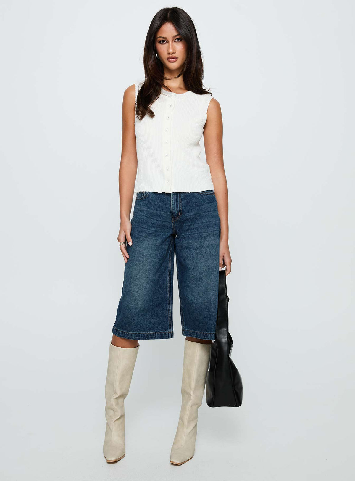 Ollison Longline Denim Shorts Blue