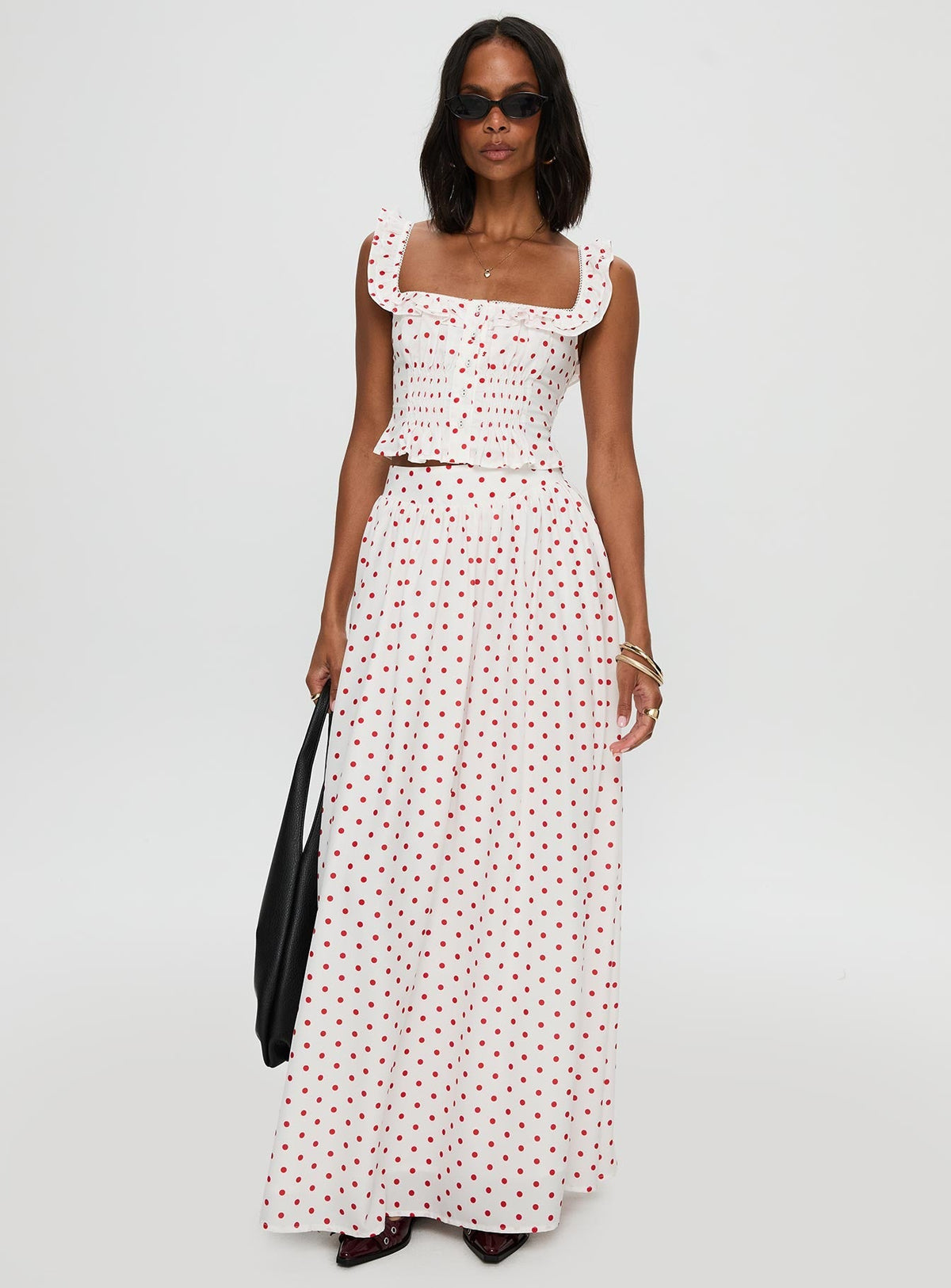 Valerio Maxi Skirt White / Red