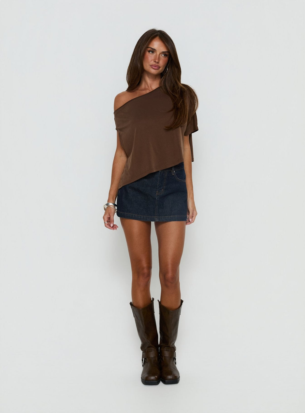 Nicolina Low Rise Denim Mini Skirt Raw Denim