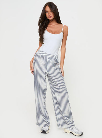 Louis Pants White / Navy Stripe