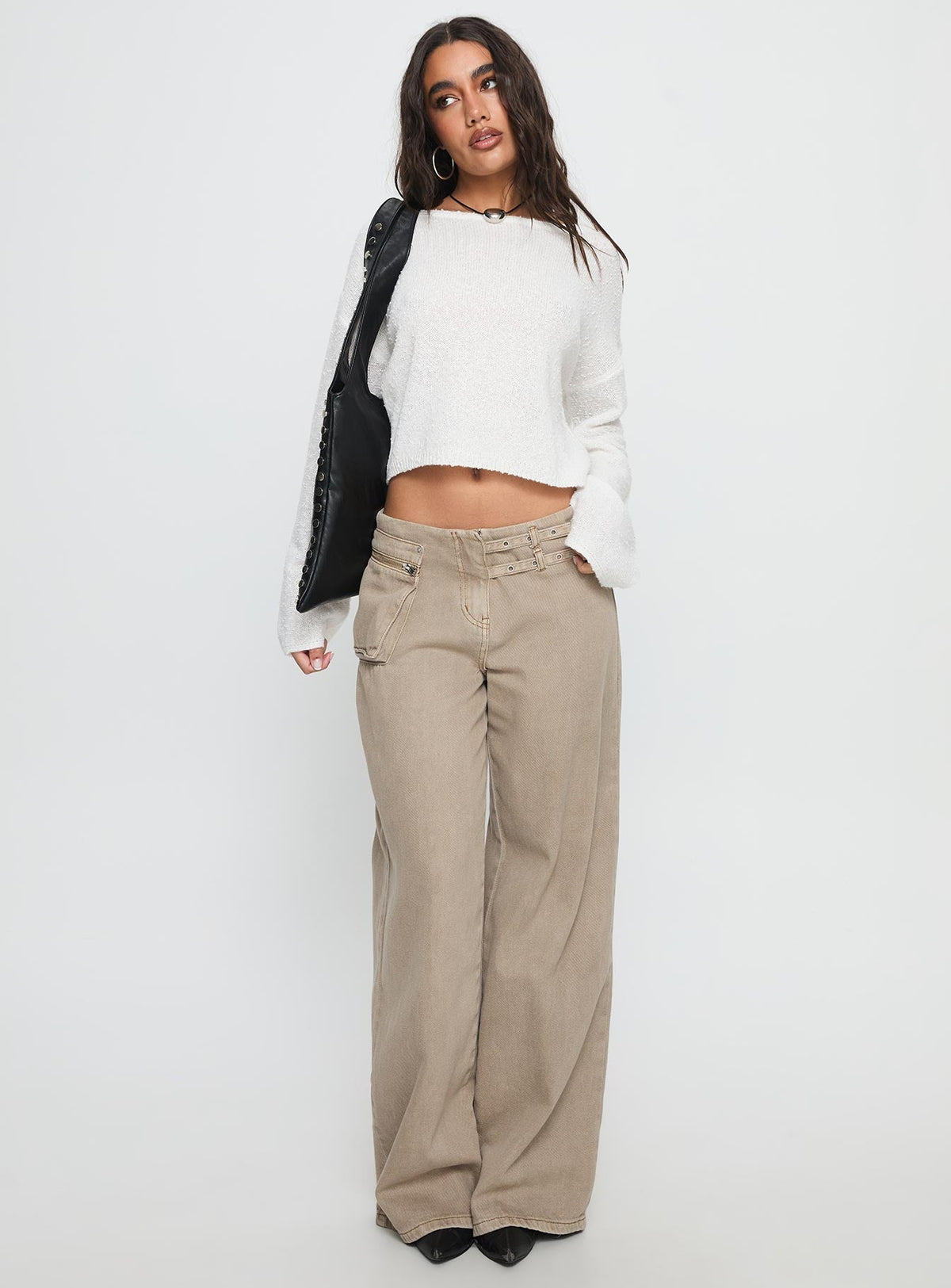 Riala Off Shoulder Knit Sweater White
