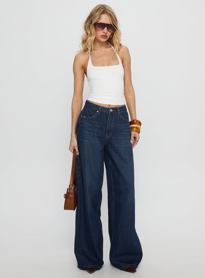 Naylor Mid Rise Wide Leg Jeans Mid Blue Denim Petite