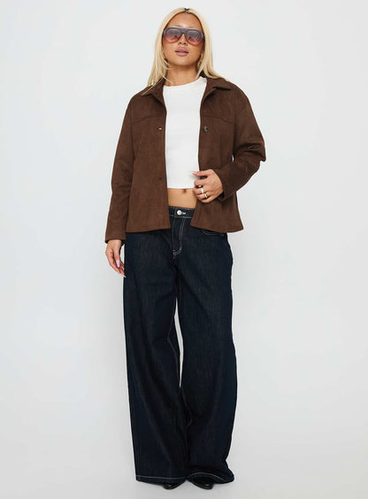 Vaela Faux Suede Jacket Brown