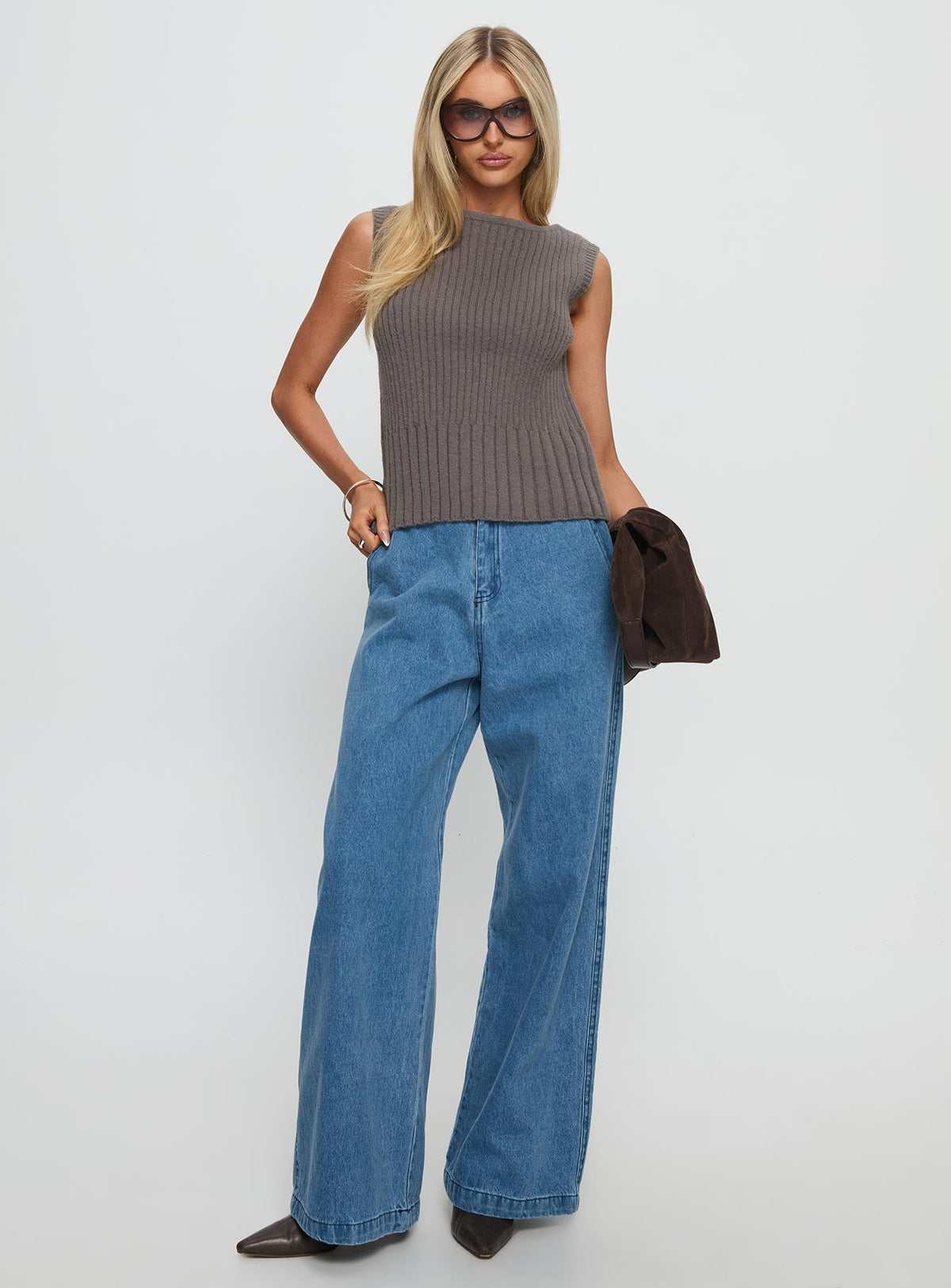 Seeker Mid Rise Wide Leg Jeans Denim