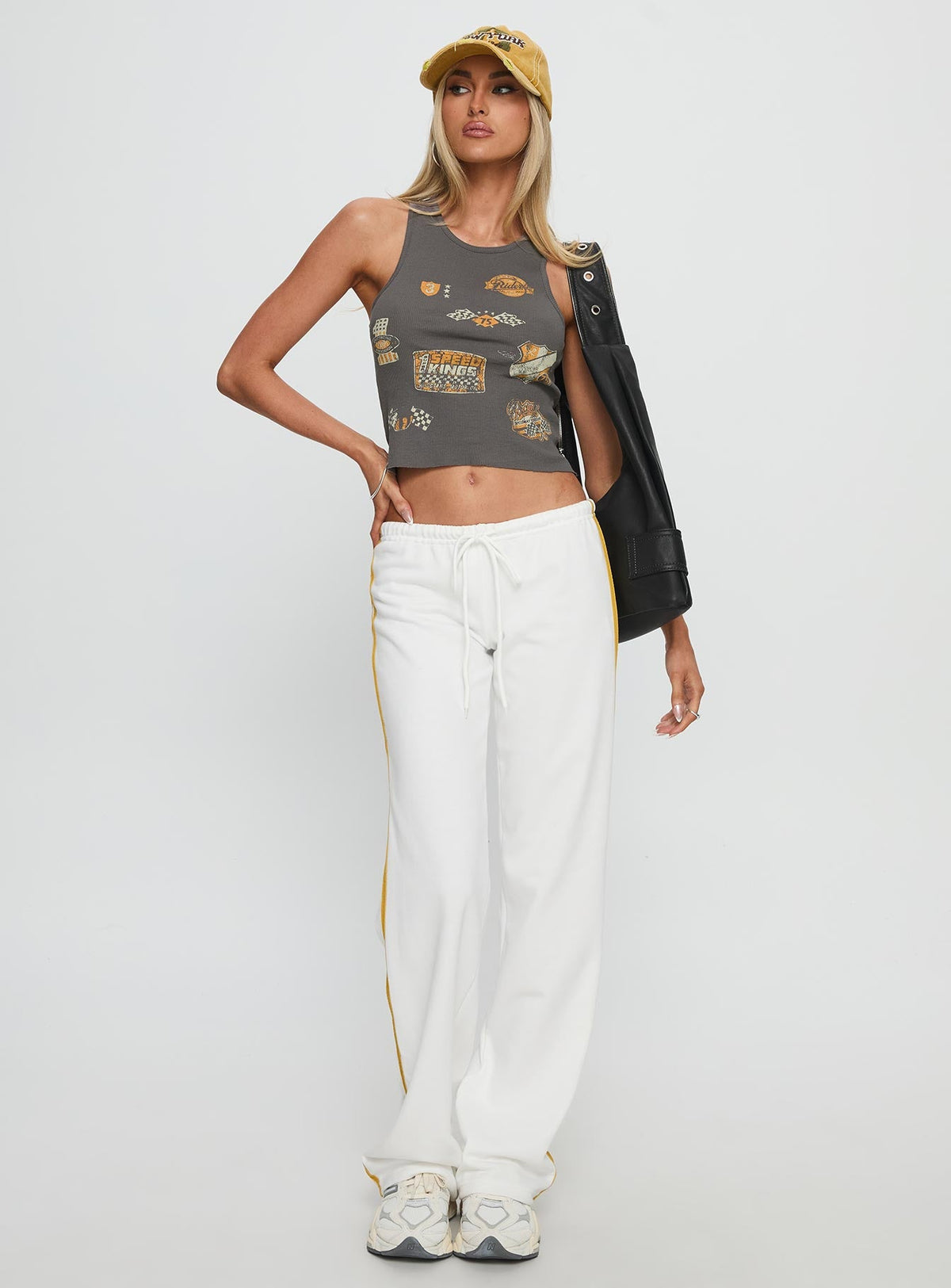 Elation Low Rise Straight Leg Track Pant White