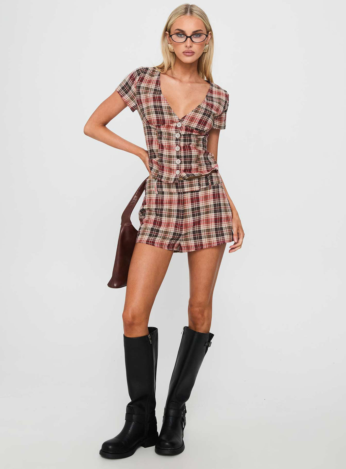Odera Short Red Check
