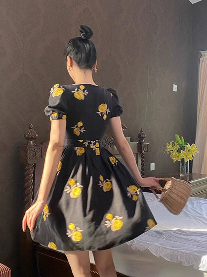 Moonlit Gold Camellia Dress